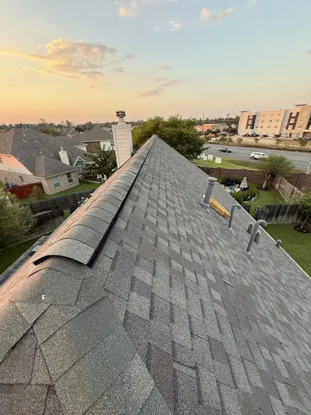 Ridge line and chimney of the finished roof