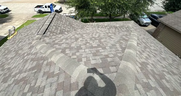 Rear of the house with the completed roof
